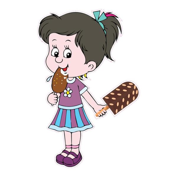 Die-Cut Sticker Multiple Sizes Girl with Ice Cream...