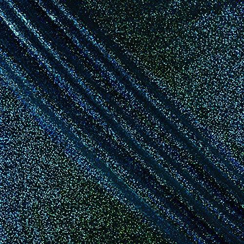 2-Way Hologram Foil Tricot Knit Black/Turquoise Fa...