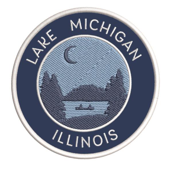 Lake Michigan, Illinois Crescent Moon Embroidered ...