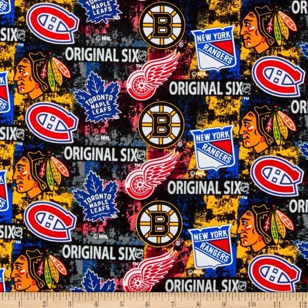 NHL Original Six Distressed Tossed Logo Allover Co...
