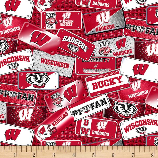 NCAA Wisconsin Badgers License Plate Cotton Multi,...