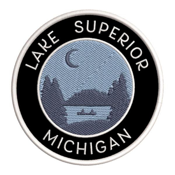 Lake Superior, Michigan Crescent Moon Boat Embroid...