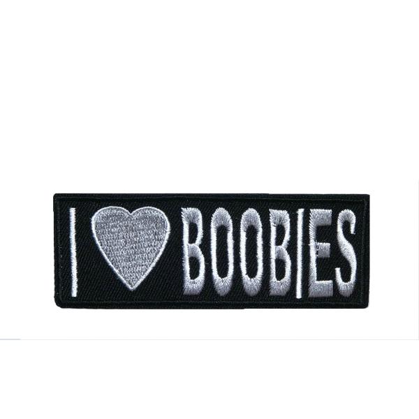 I Love Boobies - 4" W x 1.5" T - Embroidered DIY I...