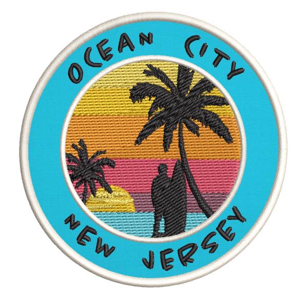 Ocean City, New Jersey Surfing Spot Embroidered Pr...