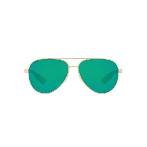 Costa Del Mar Peli Sunglasses, Brushed Gold/Green Mirrored Polarized, 57mm