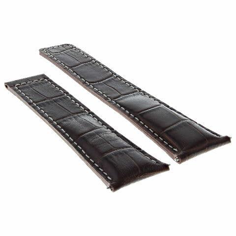 Ewatchparts 19-20-21-22mm レザーウォッチバンドストラップ 展開クラスプ付き...