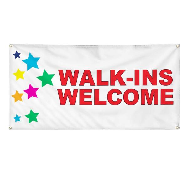 Vinyl Banner Multiple Sizes Walk-Ins Welcome Red S...
