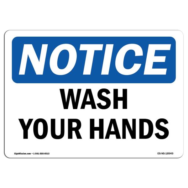 SignMission OSHA Notice Sign - Wash Your Hands | P...