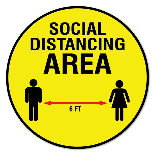 SIgnMission Social Distance Area 6 Ft Non-Slip Flo...