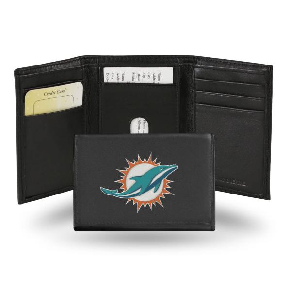 Rico Industries NFL マイアミ・ドルフィンズ 刺繍レザー 三つ折り財布