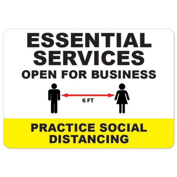 COVID-19 Notice Sign - Essential Services Open for...