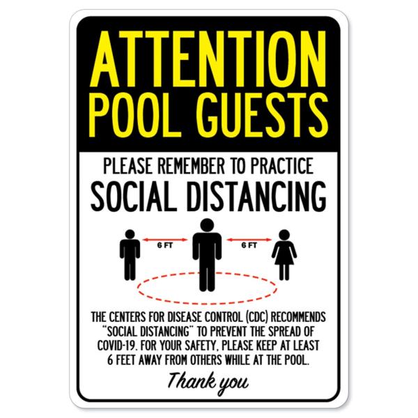 COVID-19 Notice Sign - Attention Pool Guests Pract...