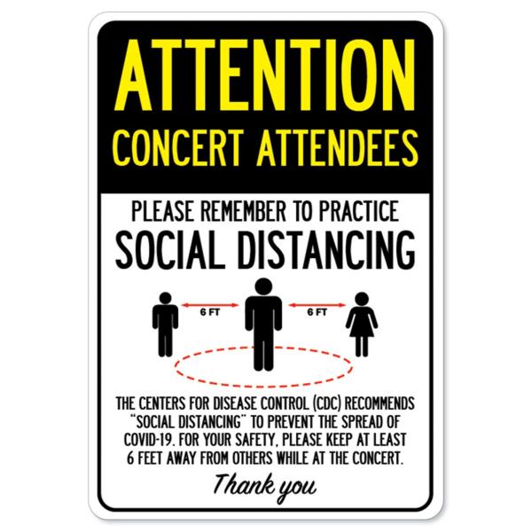 COVID-19 Notice Sign - Attention Concert Attendees...