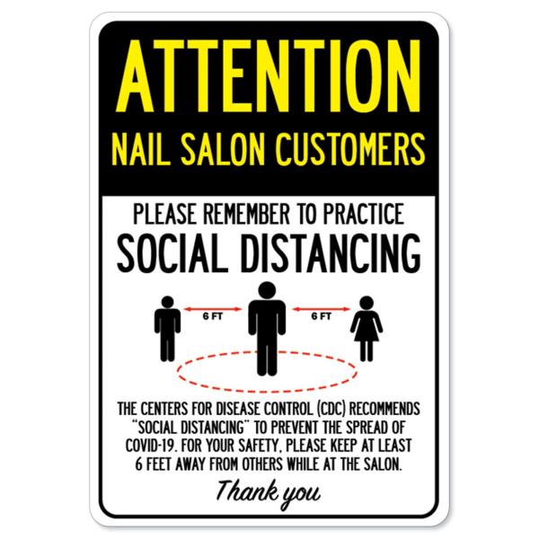 COVID-19 Notice Sign - Attention Nail Salon Custom...