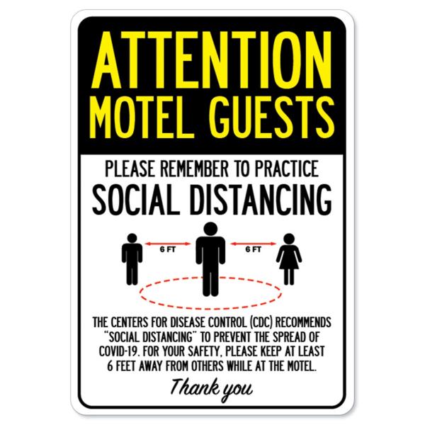 COVID-19 Notice Sign - Attention Motel Guests Prac...