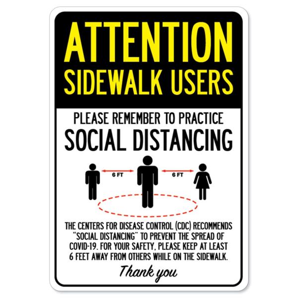 COVID-19 Notice Sign - Attention Sidewalk Users Pr...