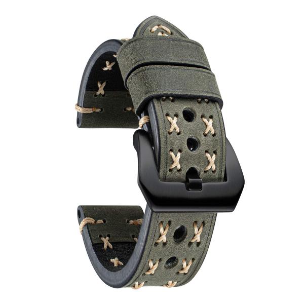 BINLUN Genuine Leather Watch Band Crazy-horse Watc...