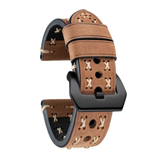 BINLUN Genuine Leather Watch Band Crazy-horse Watc...