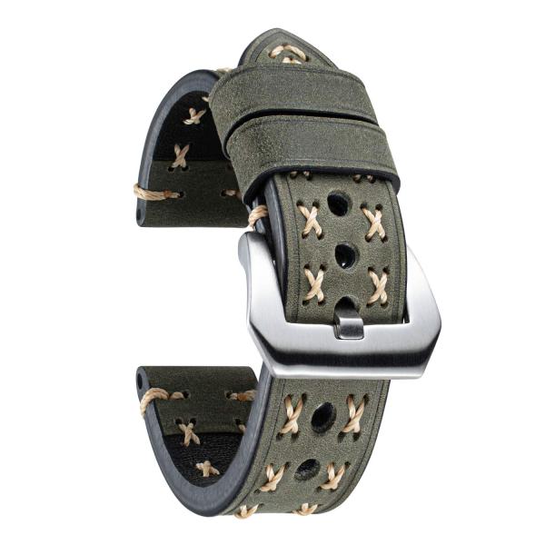 BINLUN Genuine Leather Watch Band Crazy-horse Watc...