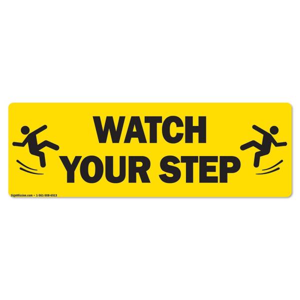 Watch Your Step Non-Slip Floor Marker | 6" X 18" V...