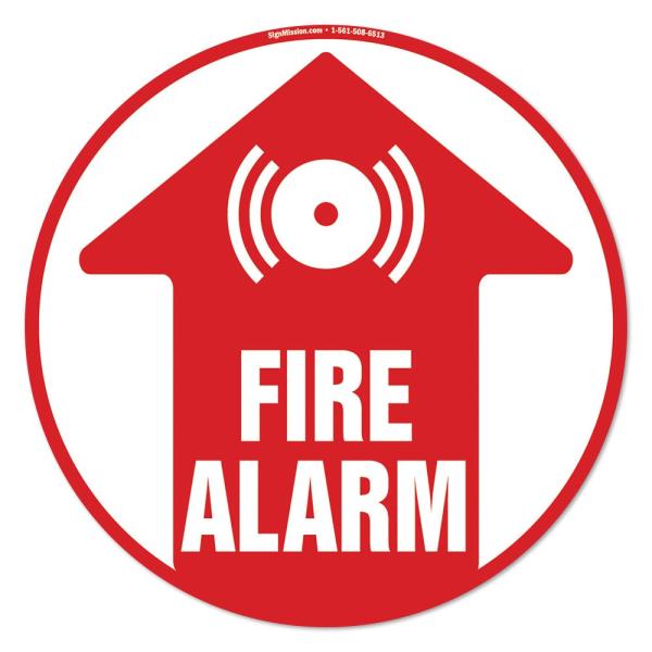 Fire Alarm Non-Slip Floor Marker | 16" Circle Viny...