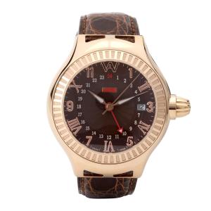 Aire Parlay Automatic GMT Swiss Made 18 Karat Solid Gold Rare Watch - Red Gold〓
