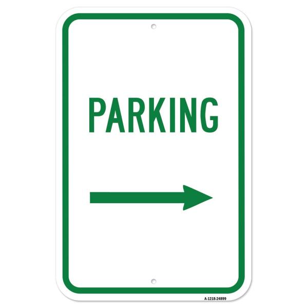 Parking With Right Arrow | 12" X 18" Heavy-Gauge A...