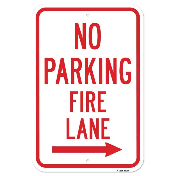No Parking Fire Lane with Right Arrow | 12" X 18" ...