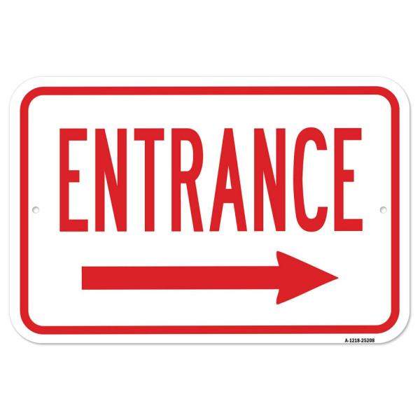 Entrance with Right Arrow | 12" X 18" Heavy-Gauge ...