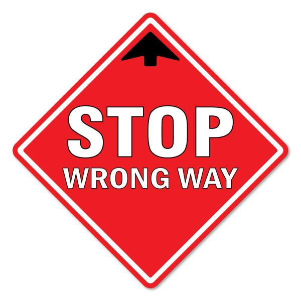 Public Safety Sign Stop Wrong Way Non-Slip Floor G...