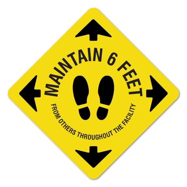 Public Safety Sign Maintain 6 Feet Non-Slip Floor ...