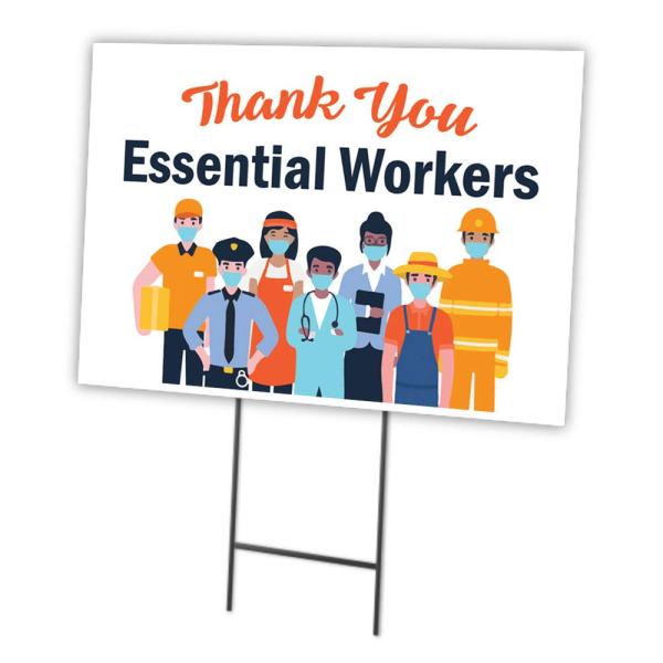SignMission Thank You Essential Workers 12" X 16" ...