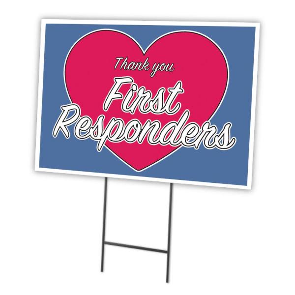 Thank You First Responders 12" X 16" Yard Sign ＆ S...