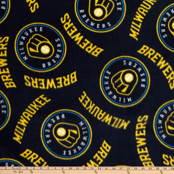MLB Fleece Milwaukee Brewers Navy Blue/Yellow, Fab...