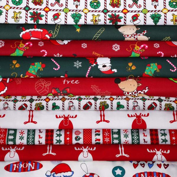 10 Pieces Christmas Cotton Fabric Bundles 18 x 22 ...