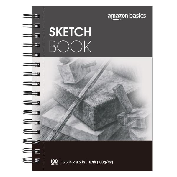 Amazonベーシック スケッチブック ホワイト 14cmx22cm 30.4kg/ 100gsm ...