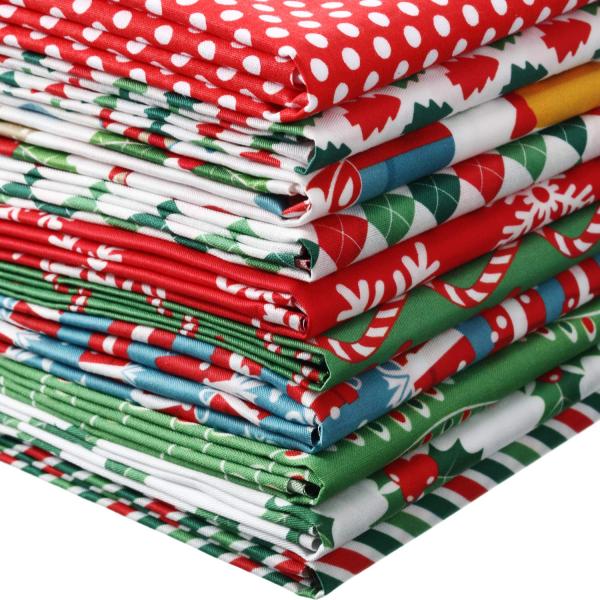 Tatuo 10 Pieces Christmas Cotton Fabric Squares Pr...