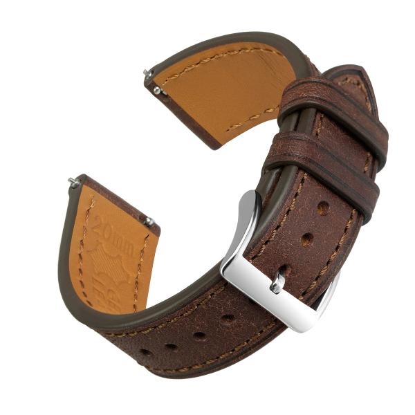 EACHE 18mm Coffee Leather Watch Bands Quick Releas...