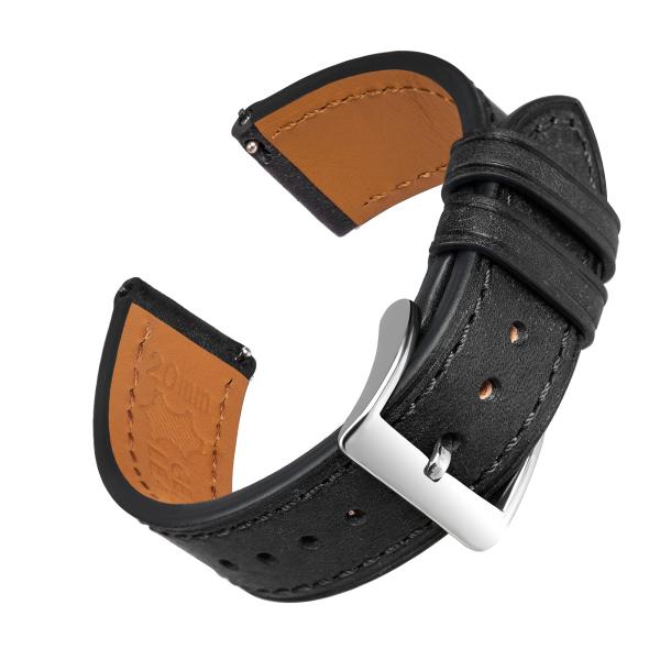EACHE 22mm Black Leather Watch Bands Quick Release...
