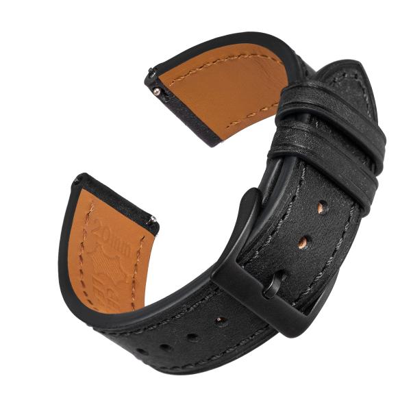 EACHE 20mm Black Leather Watch Bands Quick Release...