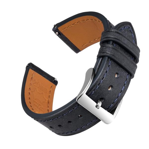 EACHE 22mm Navy Blue Leather Watch Bands Quick Rel...