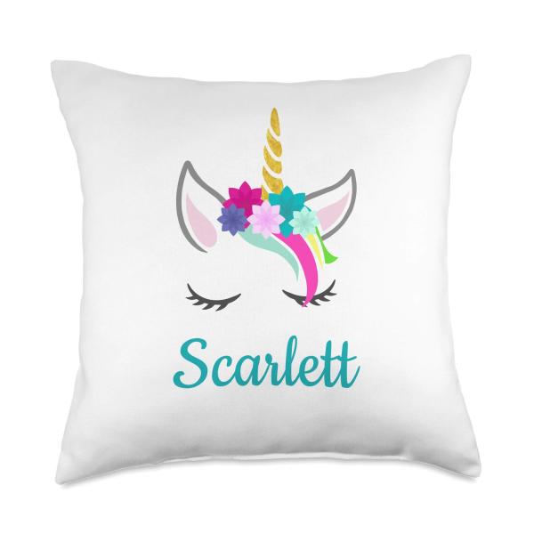 Scarlett Name Gift Girls Personalized Unicorn Bedr...