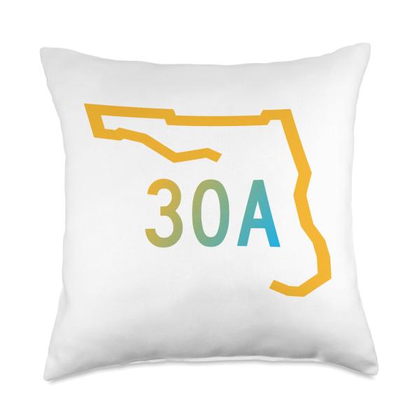 Florida State Road 30a Vacation Souvenir Throw Pil...