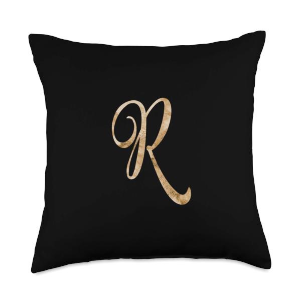 Monogram Alphabet Letter R Black Background Throw ...