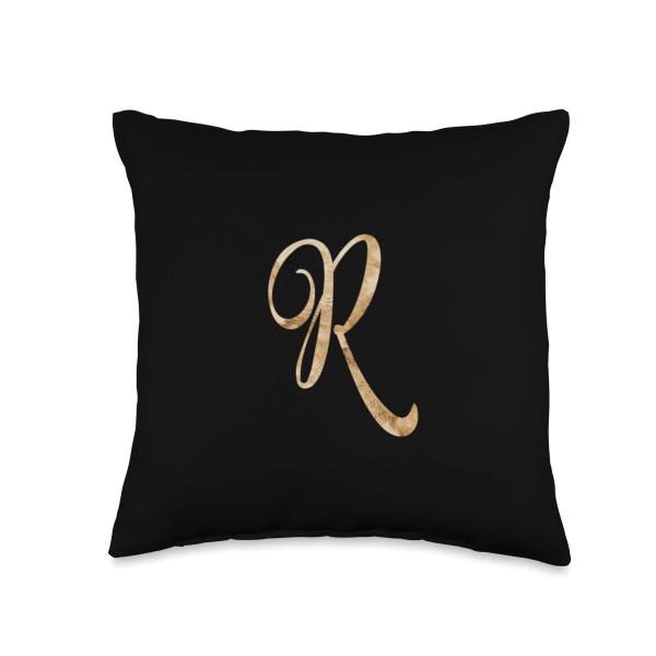 Monogram Alphabet Letter R Black Background Throw ...