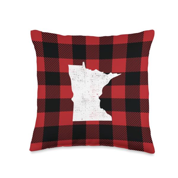 Vintage Minnesota on Red and Black Buffalo Plaid T...