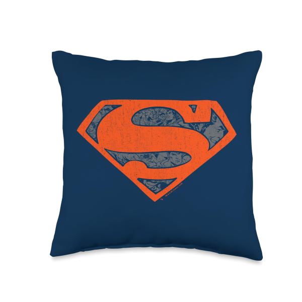 Superman Vintage Red Shield Collage Throw Pillow