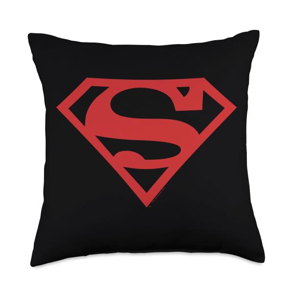 Superman Red on Black Shield Throw Pillow, 18x18