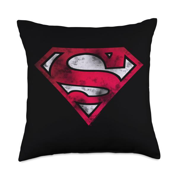Superman War Torn Shield Logo Throw Pillow