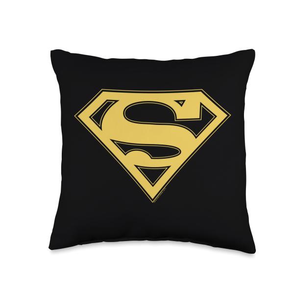 Superman Gold ＆ Black Shield Throw Pillow, 16x16